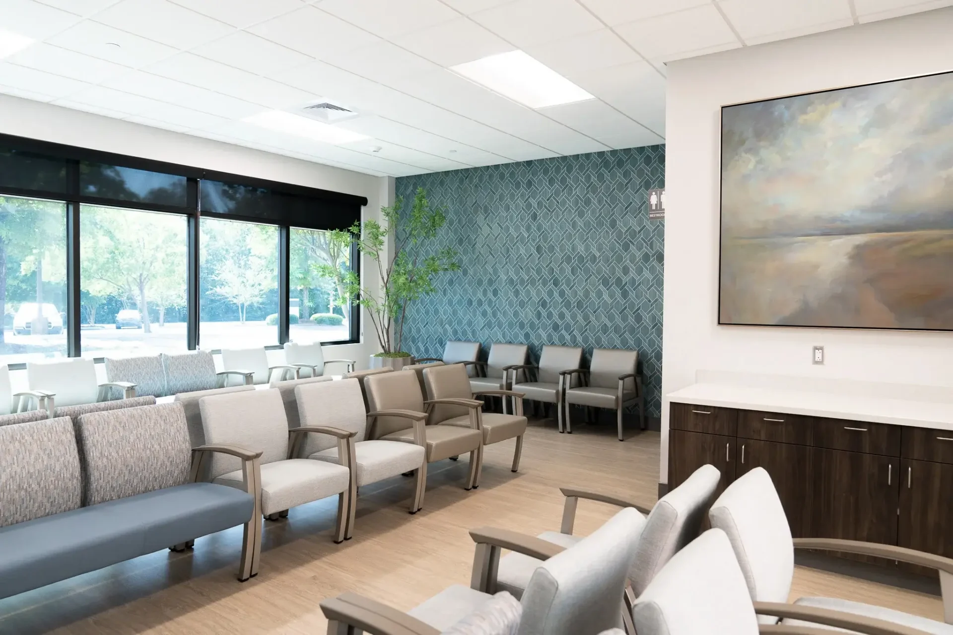 waiting room in hattiesburg clinic with chairs and windows