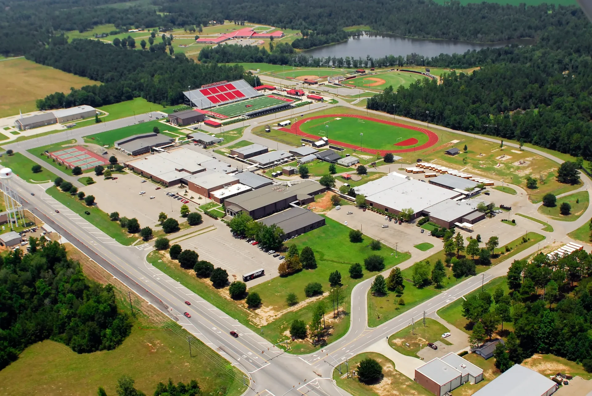 outdoor aerial shot of petal high school