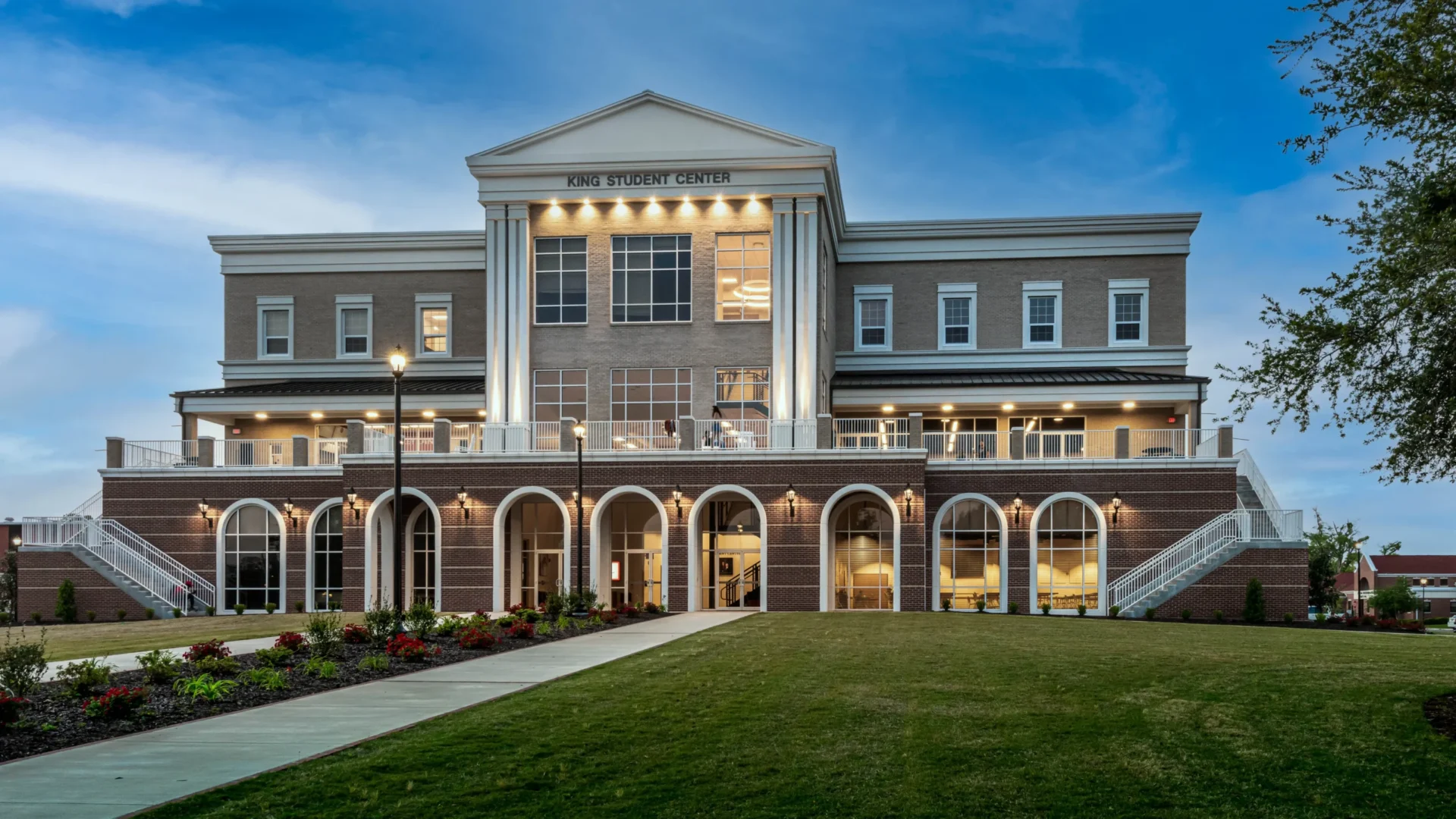 exterior building with arches and stairs